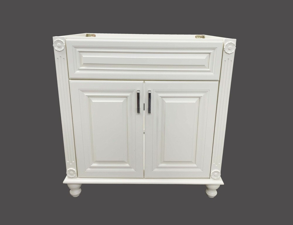 Antique White Single Bathroom Vanity Base Cabinet