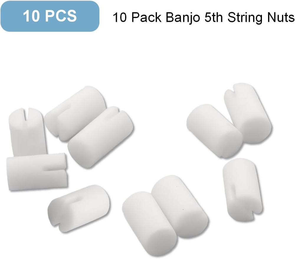 10Pack Banjo 5Th String Nuts, 5X3Mm Bone Bridge Pins for 5 String Banjo, Easy...