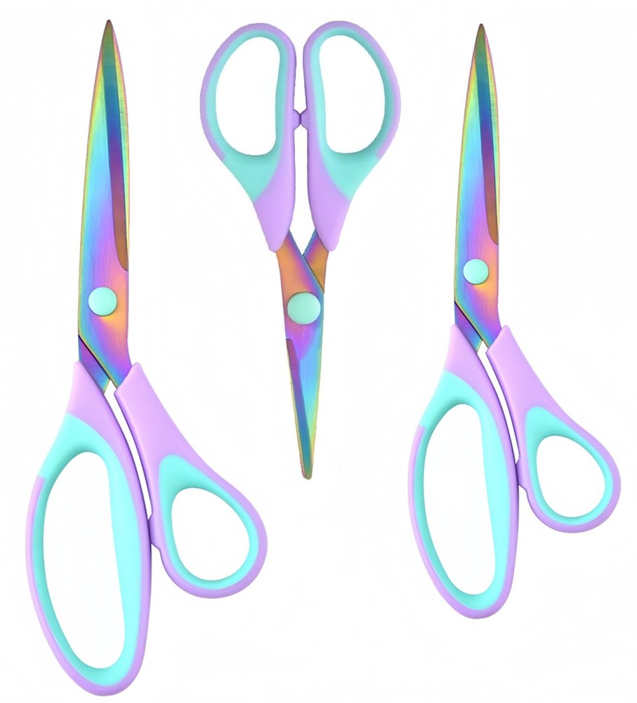 Craft Scissors 3 Pack All Purpose 5, 8, 10 inch Scissor Set with Sharp Blades...