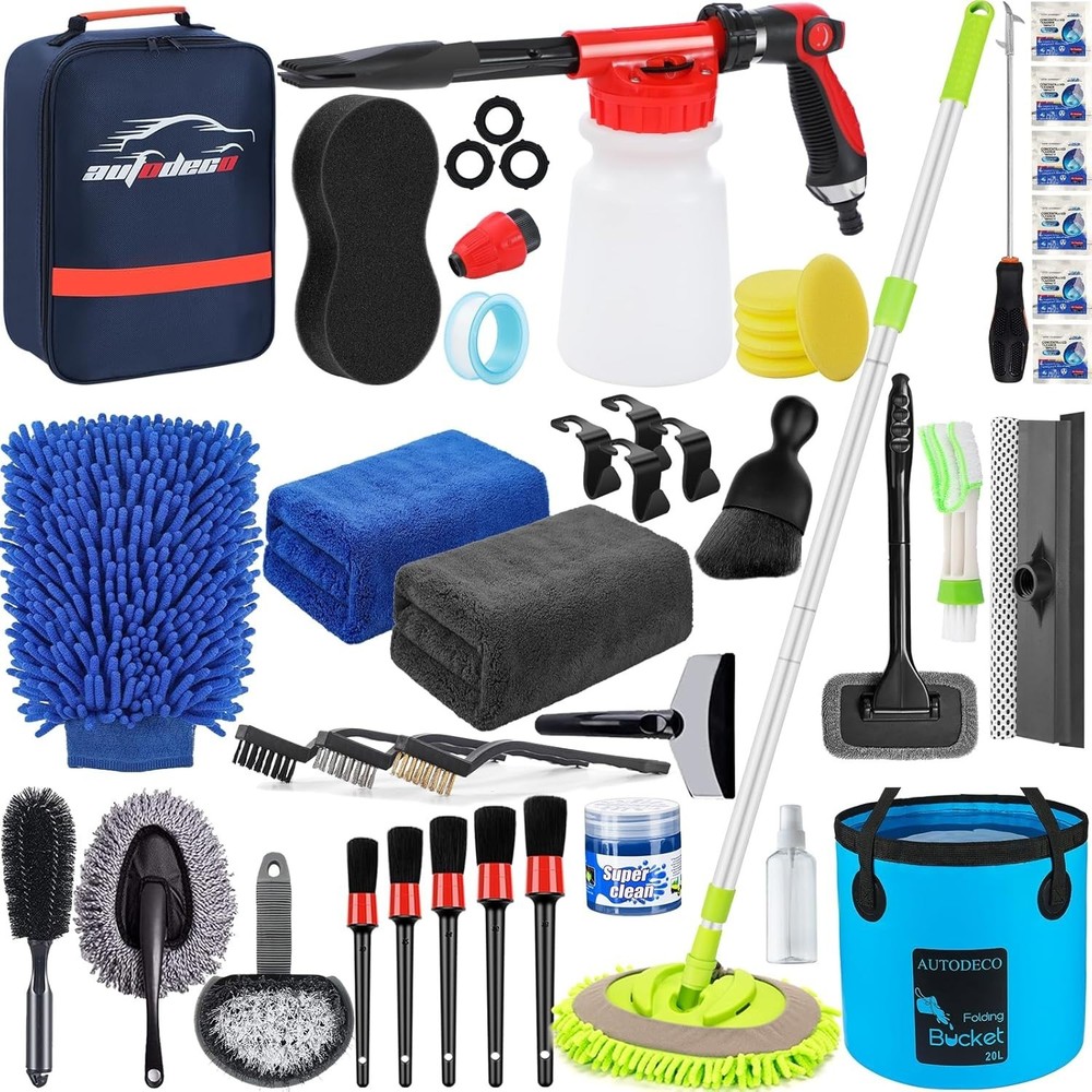 Comprehensive 42-Piece Car Detailing Kit - Interior & Exterior Cleaning Tools