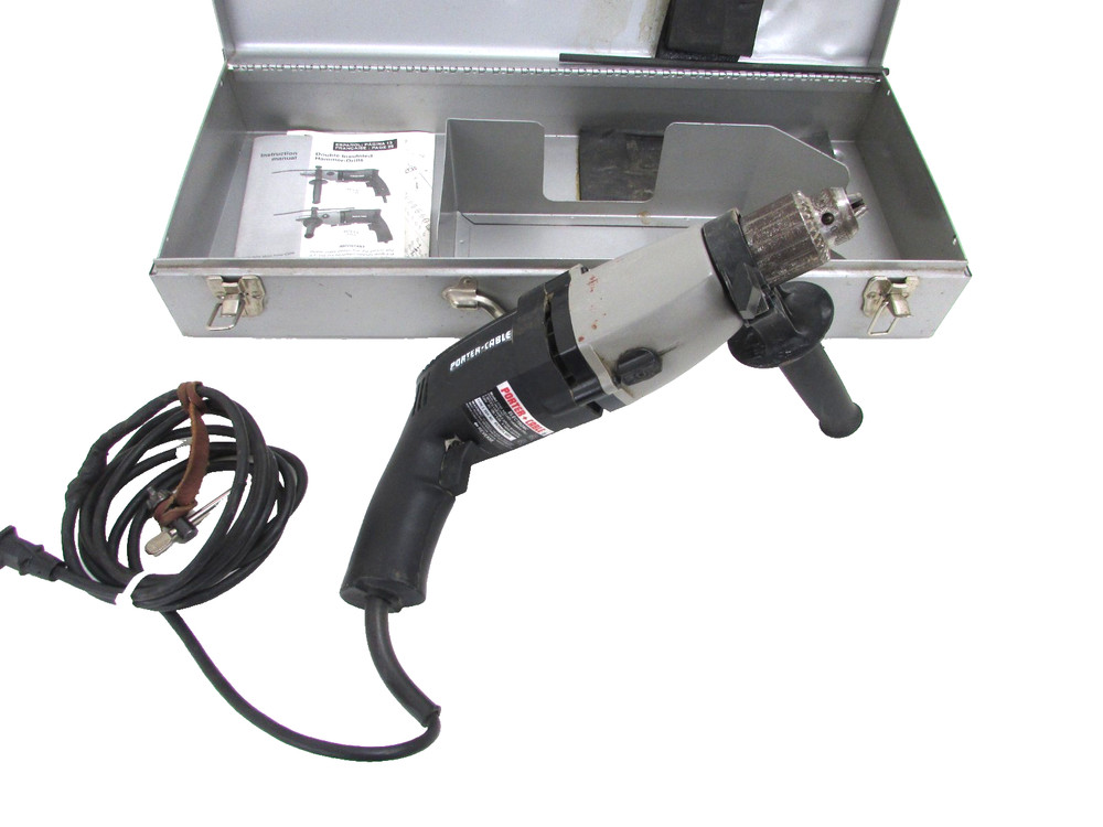 PORTER CABLE TOOLS 1/2” HD HAMMER DRILL 7751, w/ SIDE HANDLE & CASE