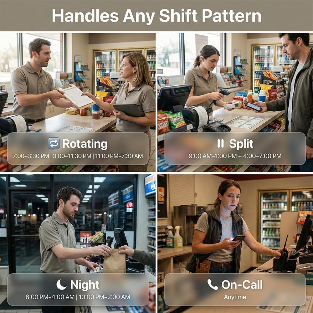 Tymelix App-Based Time Clock, 5s Setup, Auto Break, Lunch & Overtime Rules, Loca
