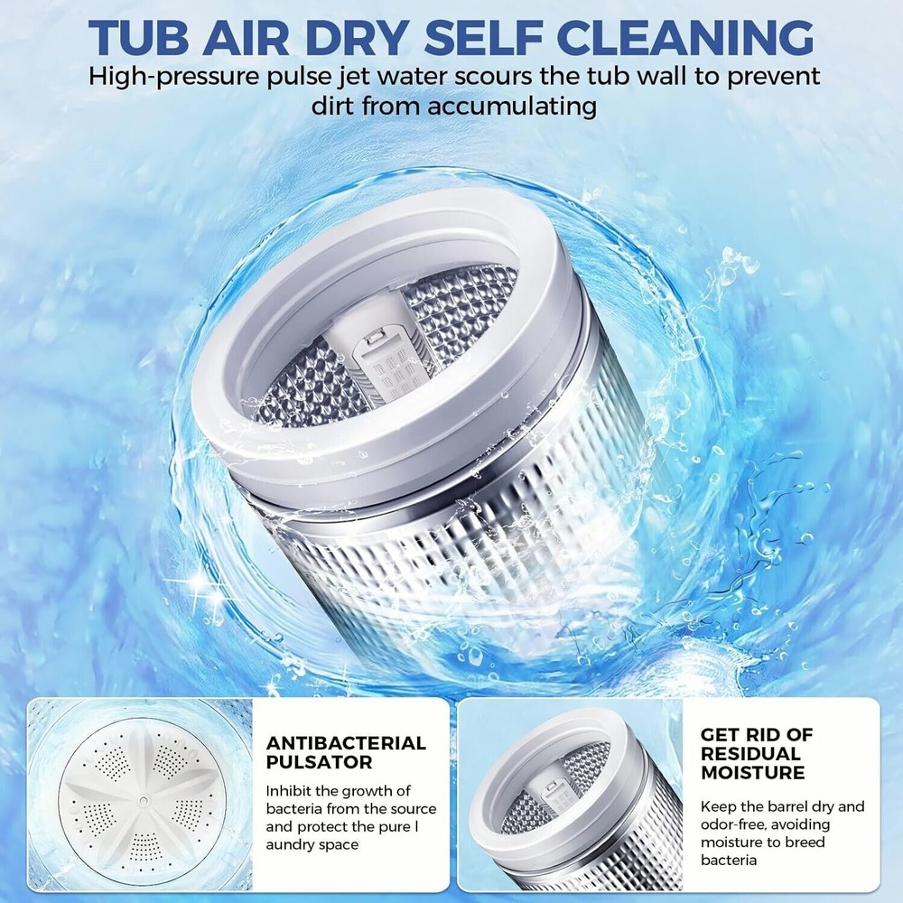 Portable Full-automatic Washing Machine 15.6 lb Compact Washer Shock Absorption