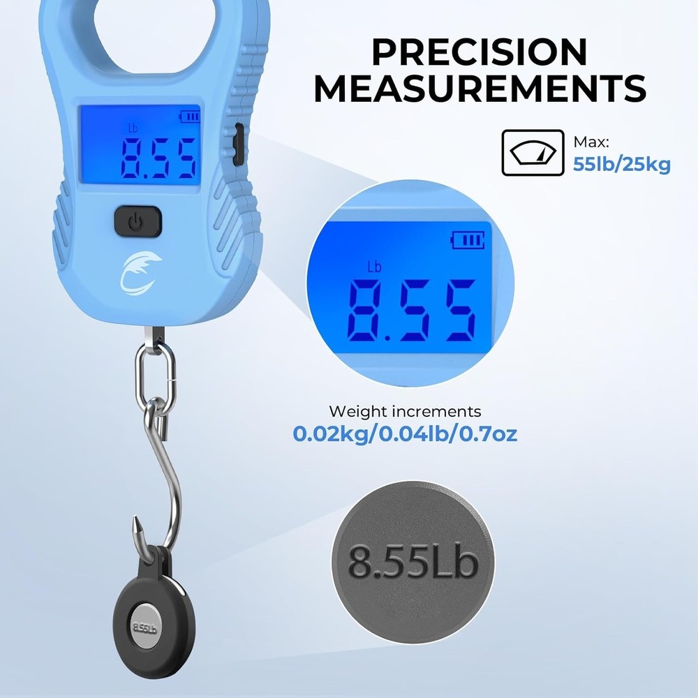 Durable Lightweight Fish Scale with Rechargeable USB & High Precision Readout