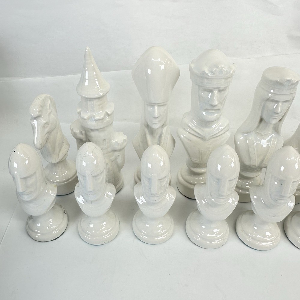 Ceramic Bisque 32 Piece Large Scioto Chess Set 1979