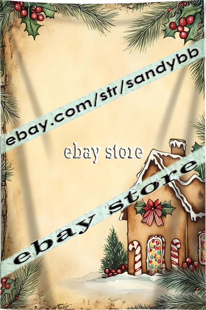 Tapestry Rustic Christmas Blank Template gingerbread decor blank space 39X59 in
