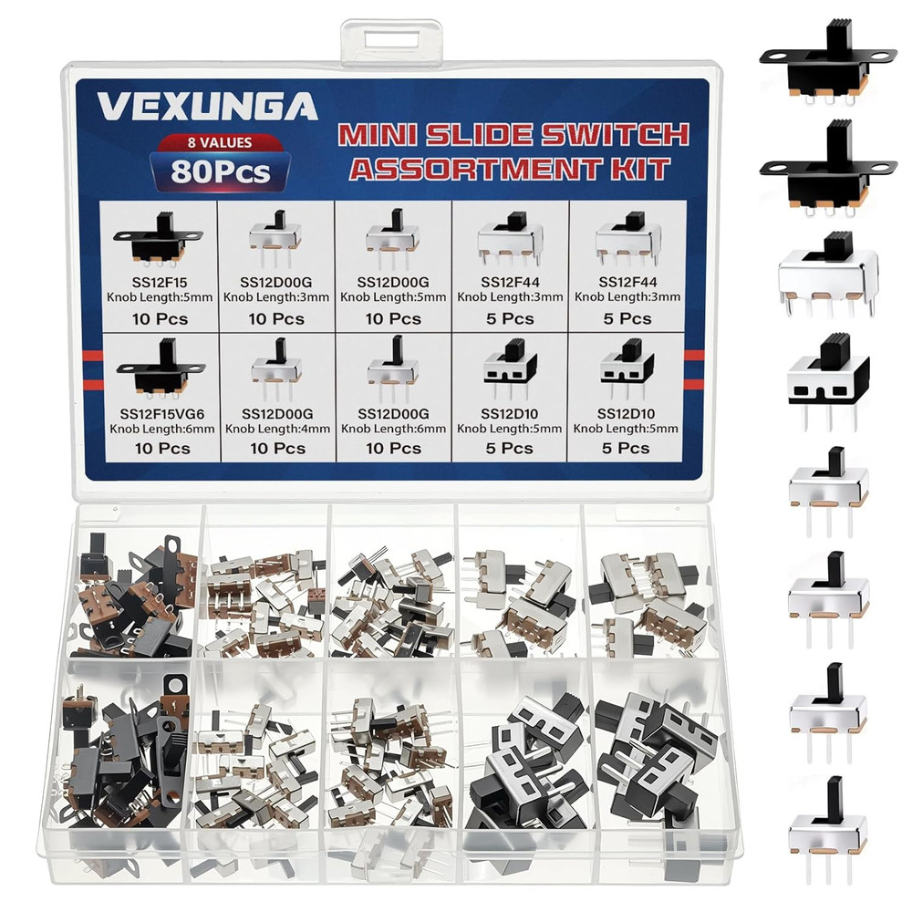 Slide Switch Set Mini Micro Slide Switches SPDT 1P2T Small Toggle Switch Vertica