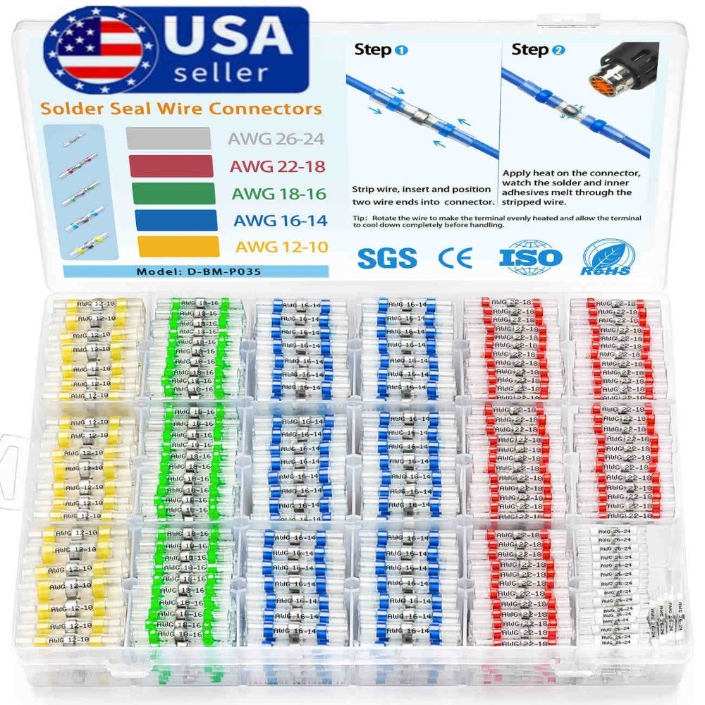 500/160PCS Waterproof Solder Stick Seal Sleeve Heat Shrink Butt Wire Connectors