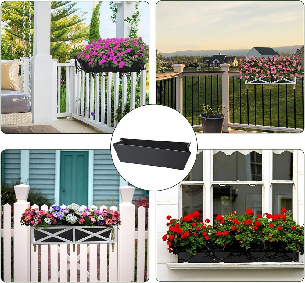 4PCS 30Inch Rectangle Window Box Liner Felt Planter Basket Liner Insert Black...