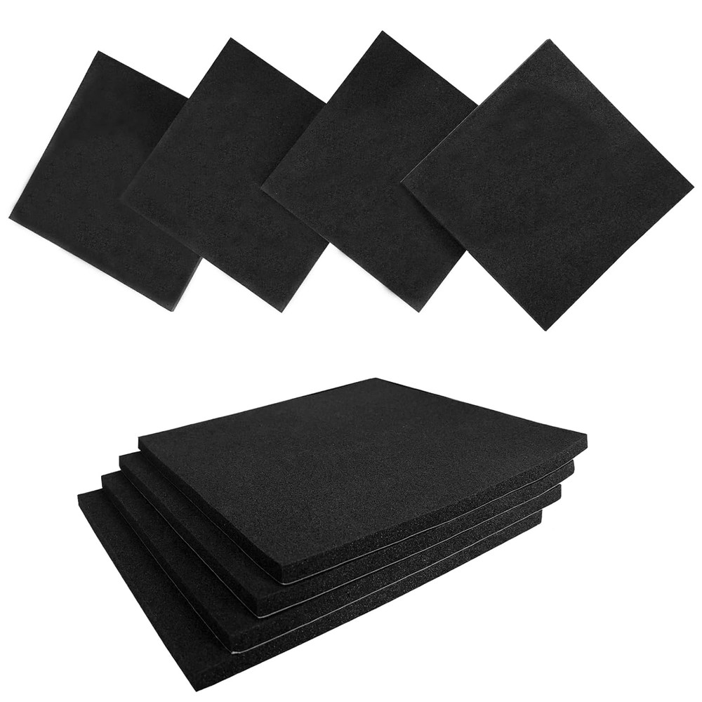 8 Pcs Black Adhesive Foam Padding, Closed Cell Foam Sheet 1/4" Thick 4 Inch X 4