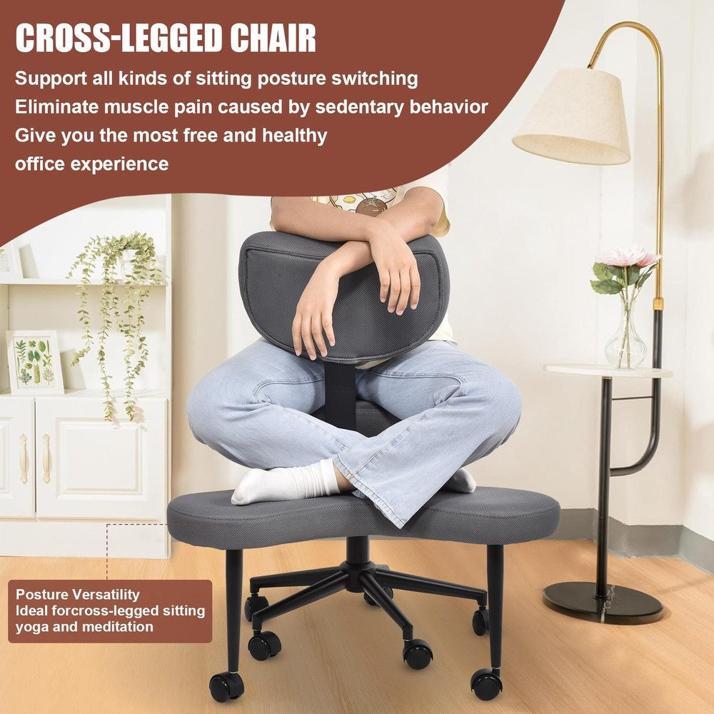 Height Adjustable Seat with Wheels for ADHD, Kneeling Chair with Back Support