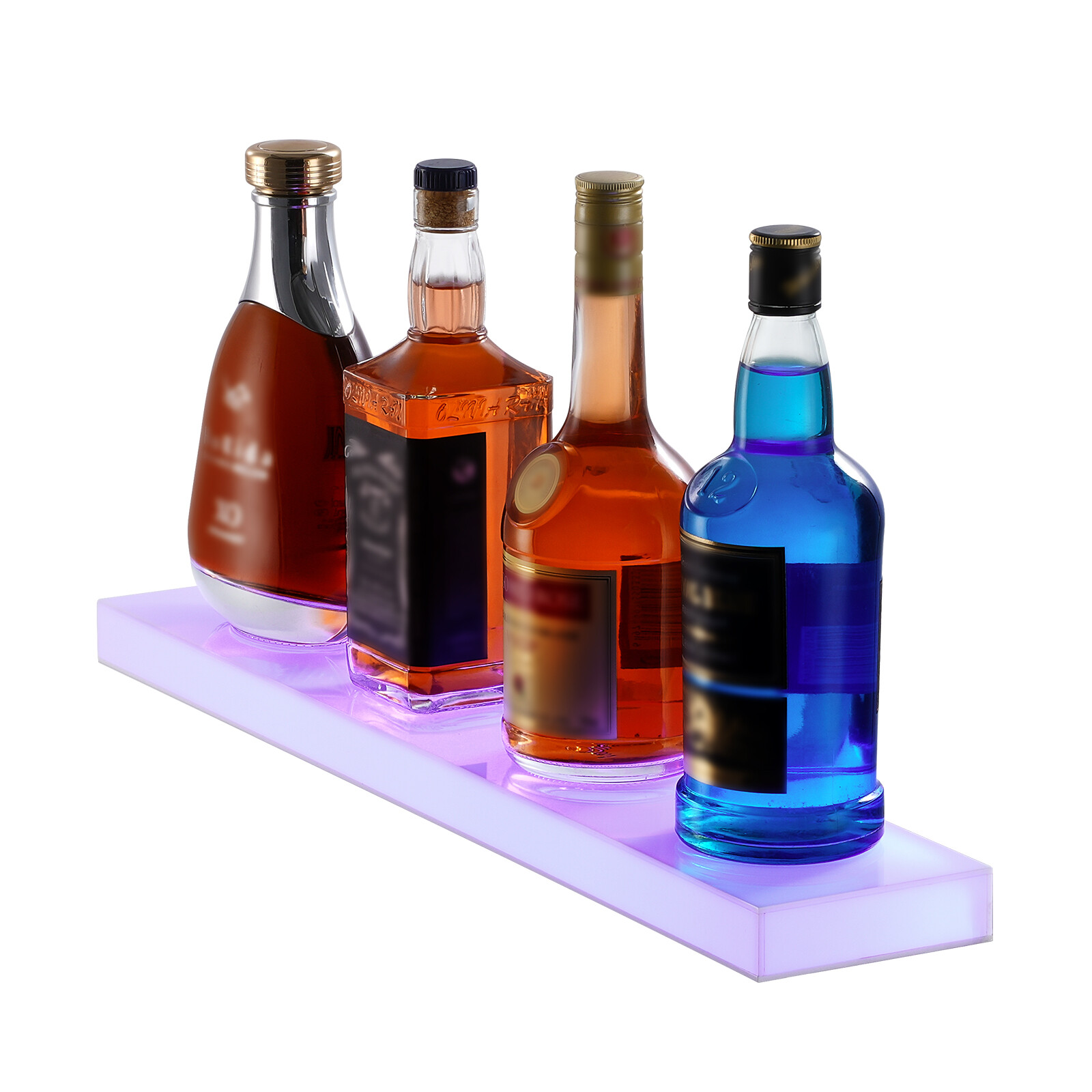 VEVOR 24" 1-Step Wall Mounted LED Lighted Liquor Bottle Display Home Bar Shelf