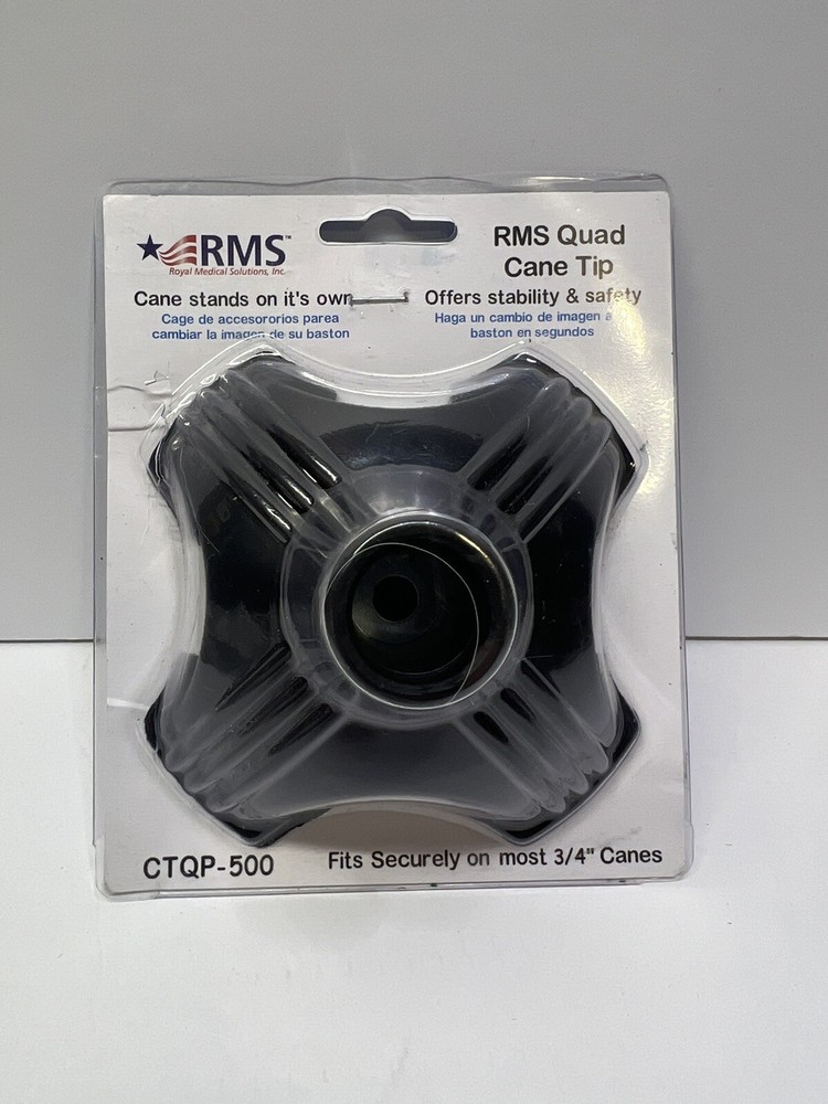 RMS Cane Tip/Self Standing Quad Base Replacement for Most Walking Canes-4 Prong