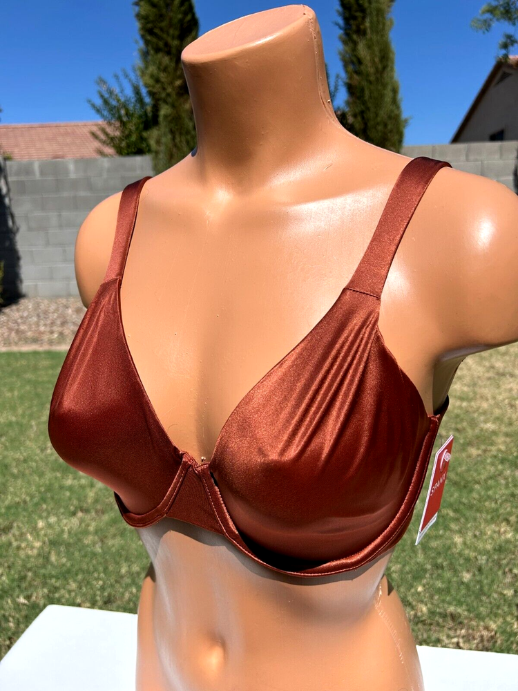 Spanx Unlined Full Coverage Satin Bra 34D Burnt Rust Seamless 30077R $78 NWT