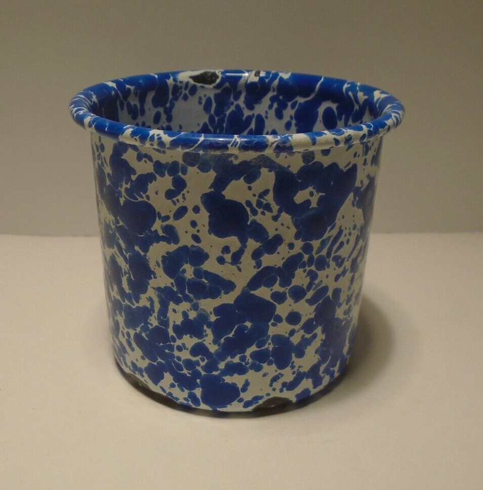 Splatter Blue Enamelware Coffee Mug 12 Oz.