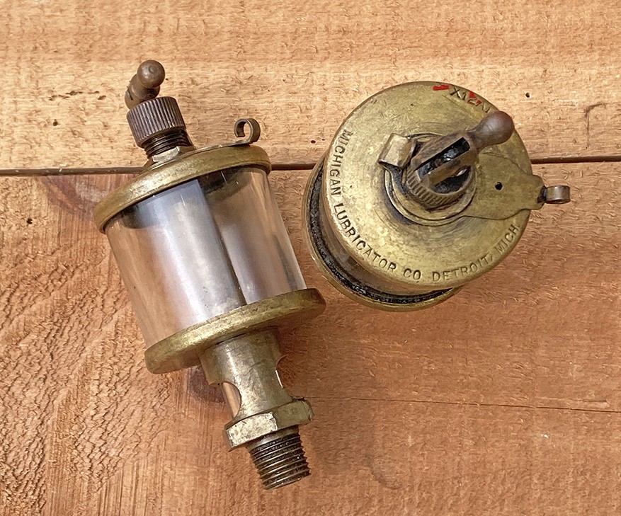 Vtg Pair (2) Michican Lubricator X12A11/2 Oilers Brass Glass Hit/Miss Steampunk