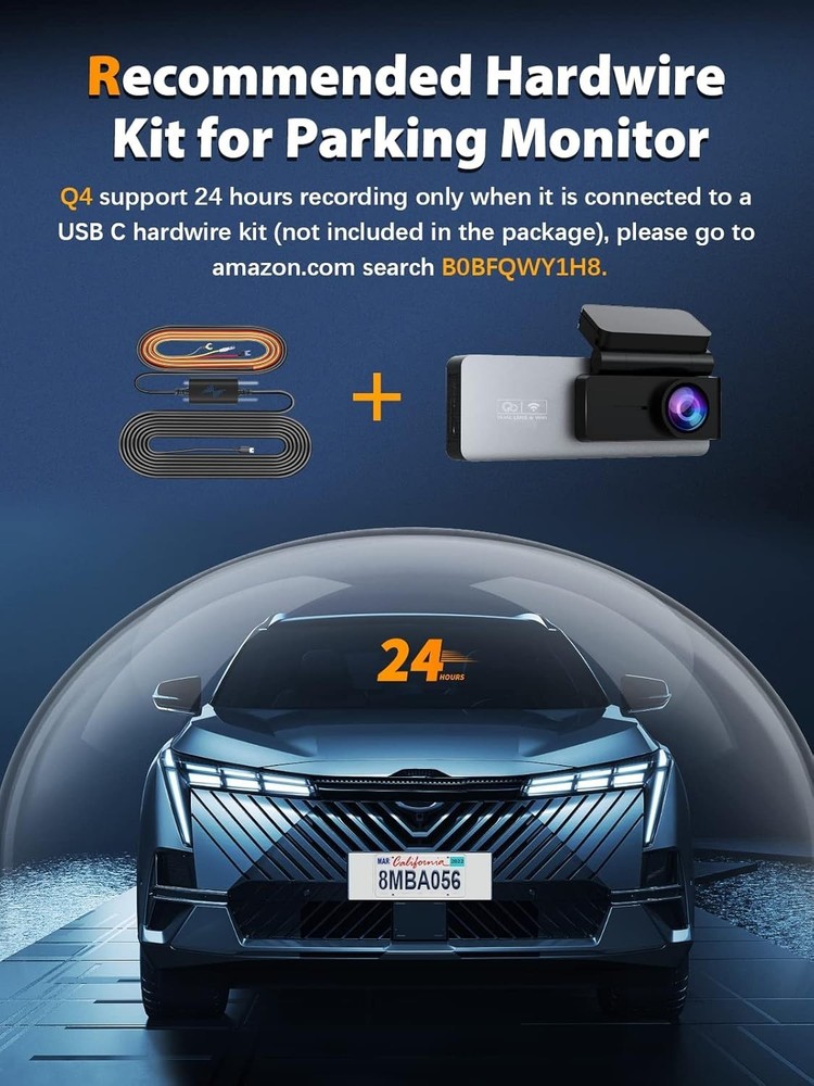 Compact Dual Dash Cam with 4K Front & 1080P Rear – Easy Install & Night Vision