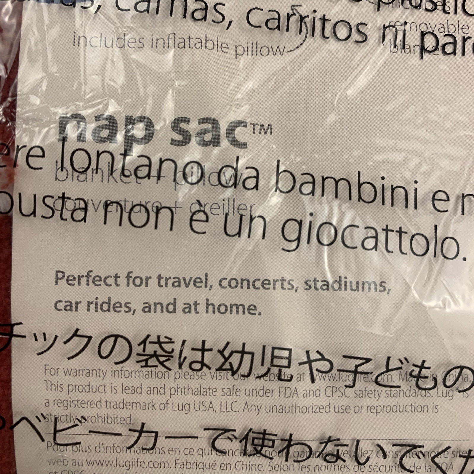 LUG Nap Sac Packable Travel Pillow Blanket Set Red White Polka Dot Minnie NEW