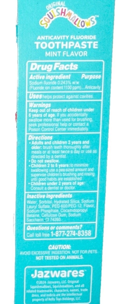 (4) BrushBuddies Original SQUISHMALLOWS Anticavity Fluoride Toothpaste Mint