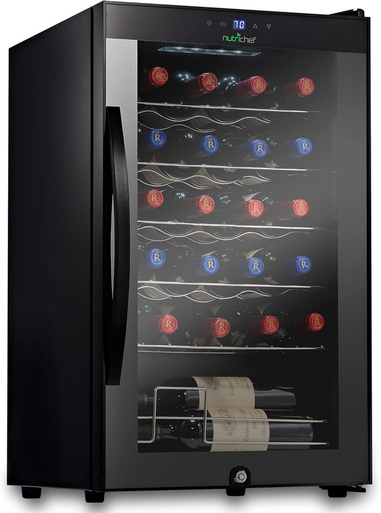 24 Bottle Wine Fridge | Single Zone Wine Chiller | Adjustable Temperature Contro