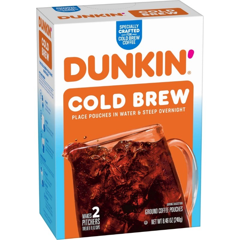 Dunkin’ Cold Brew Ground Coffee Pouches, 8.46 oz Box