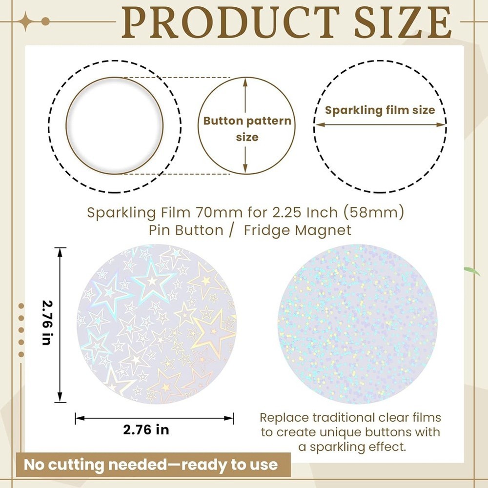 Pin Maker Machine Kit Laminate Sheets Button Glittering Film V6A23991