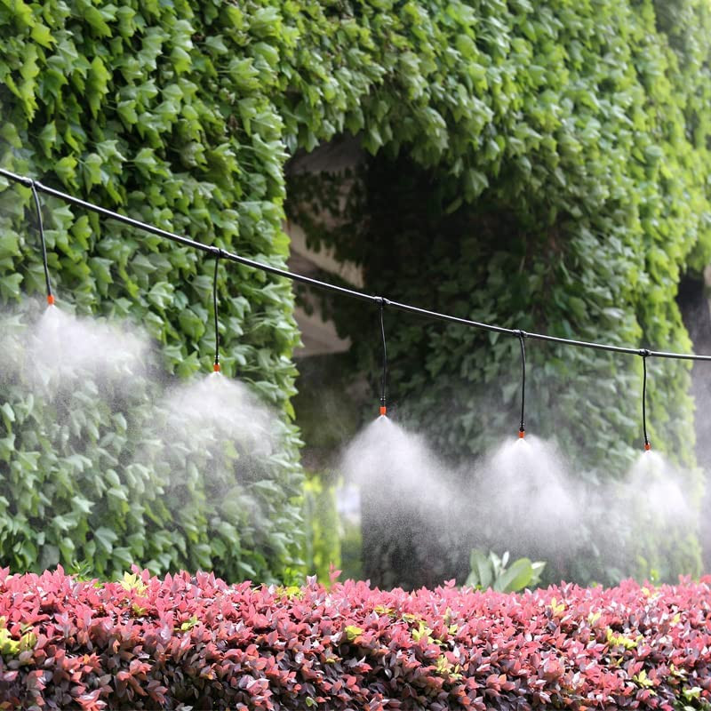 50 Pcs Drip Irrigation Spray Emitters, Adjustable Atomizing Nozzles,1/4 Inch Dri