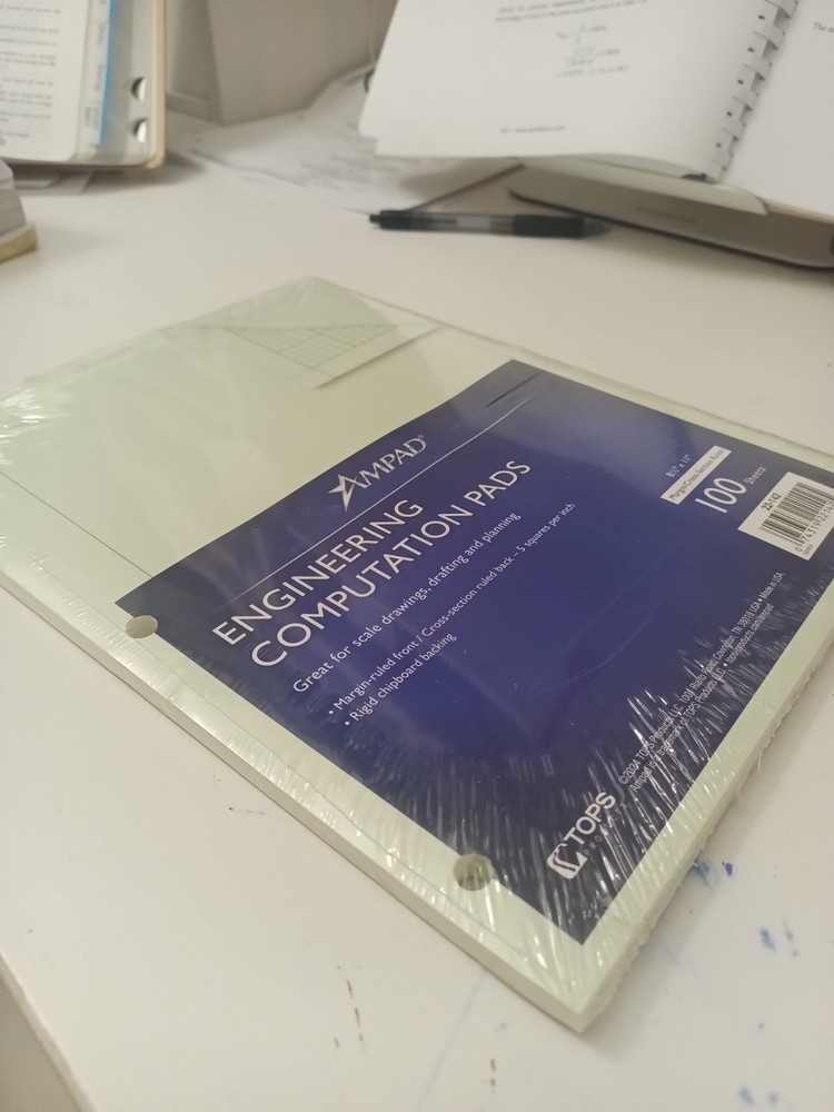 Ampad Engineer's Computation Pad 8.5"x11" Greentint 100 Sheets 5x5