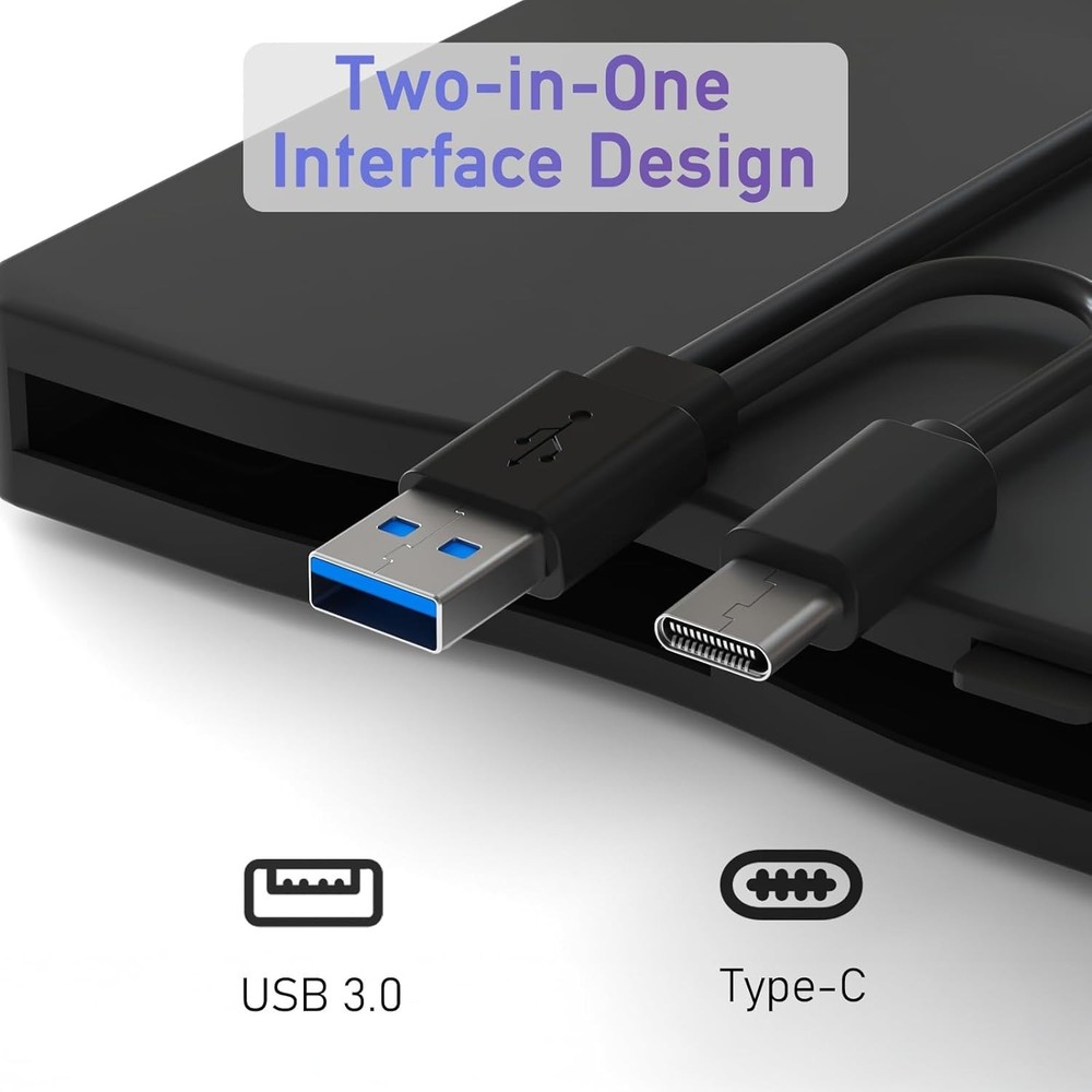 Compact 3.5-Inch USB Floppy Drive - Fast Data Reader for Laptops and Desktops