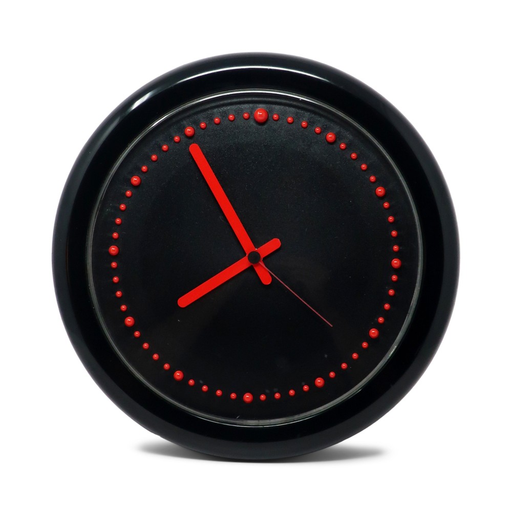 1980s Postmodern Black and Red Rexite Zero 980 Wall Clock