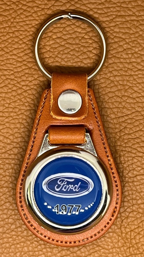 1977 Ford KEYCHAIN PREMIUM LEATHER 100% HIGH QUALITY BLUE