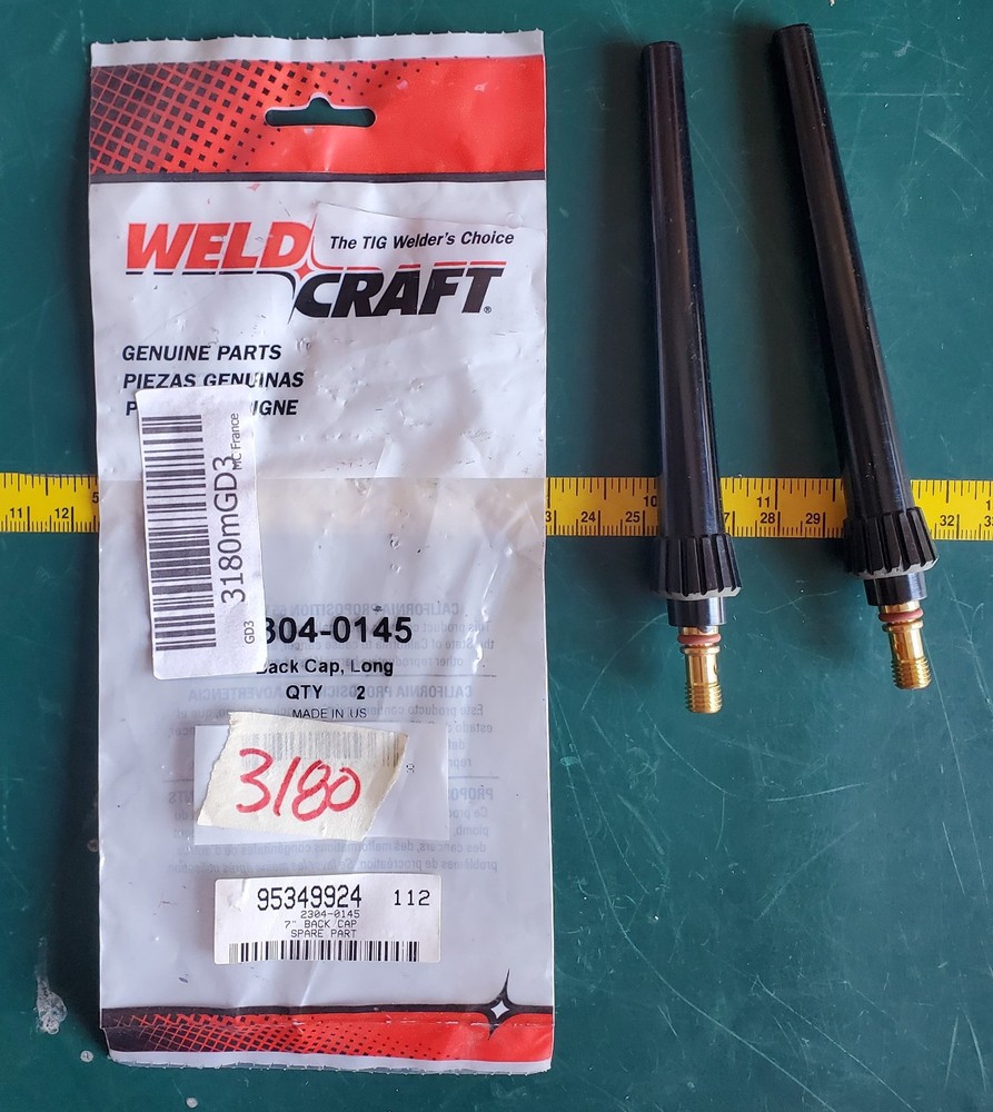 2 Pack Weld Craft Long Back Cap TIG 2304-0145