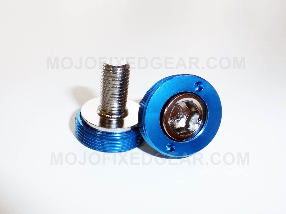 Bottom Bracket Crank Bolts with Anodized Caps - M8 Square Taper Blue
