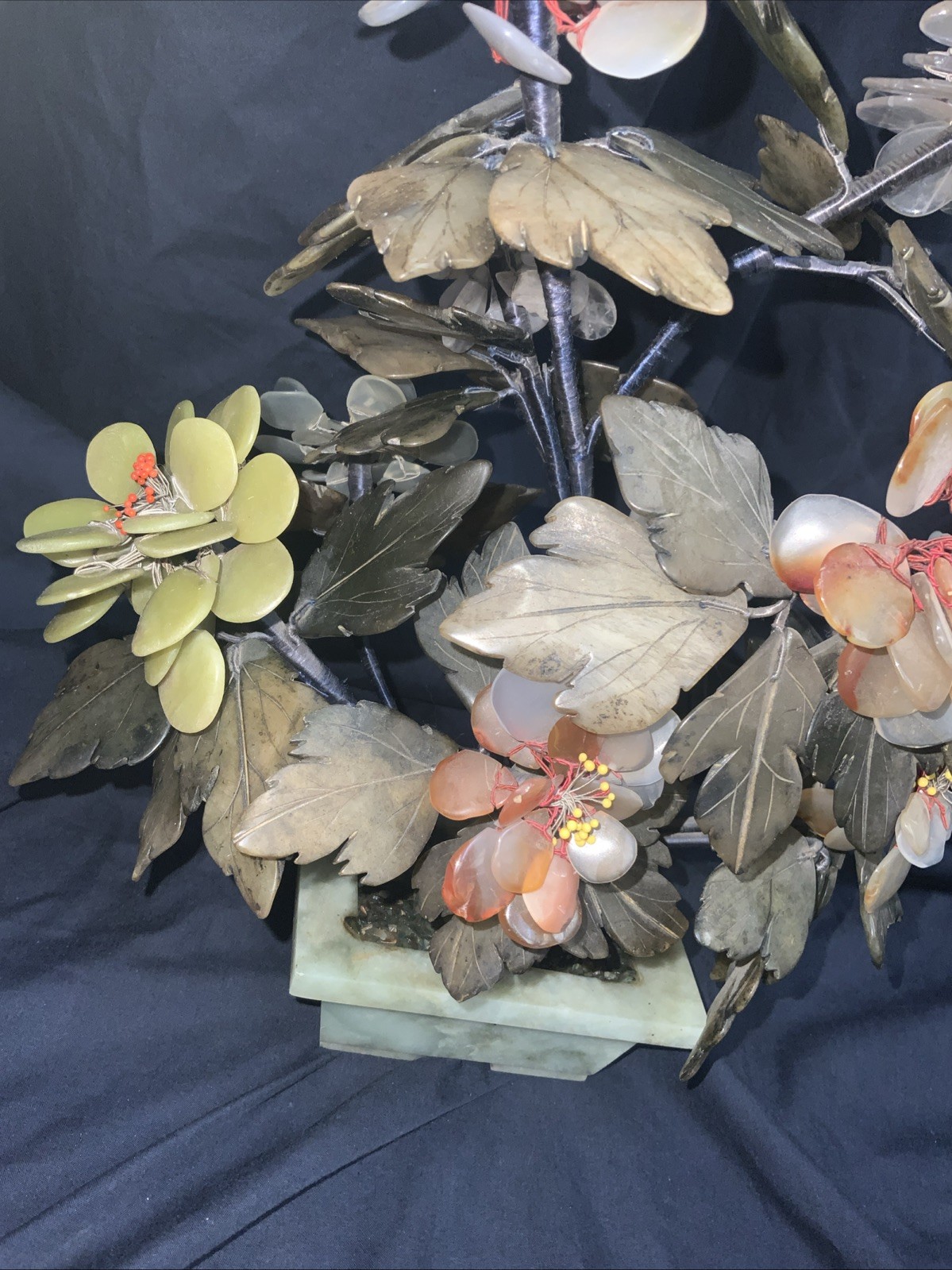 Vtg MCM Jade Agate Carnelian Quartz Large Bonsai Tree