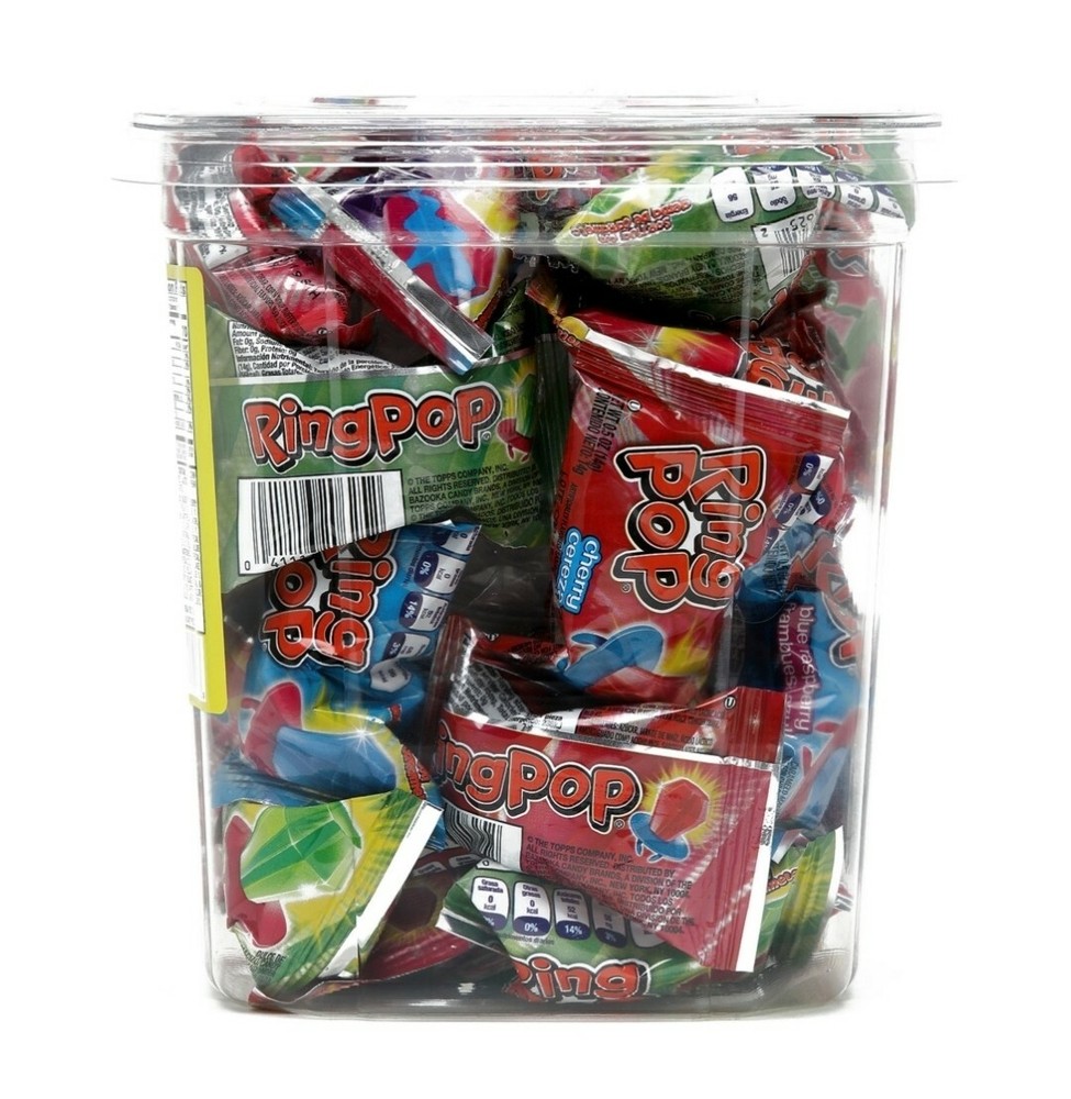 CONFETTI RING POP WITH REAL FRUIT JUICE CANDY RING ASSORTED (JAR-30PKS)