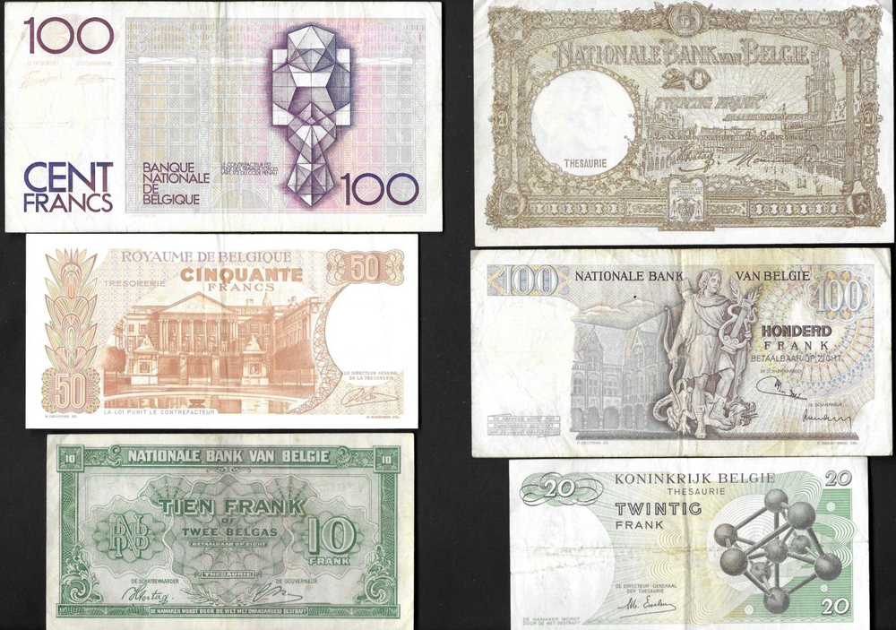 6 Banknote Francs Belgien Banknote Geldschein Papiergeld