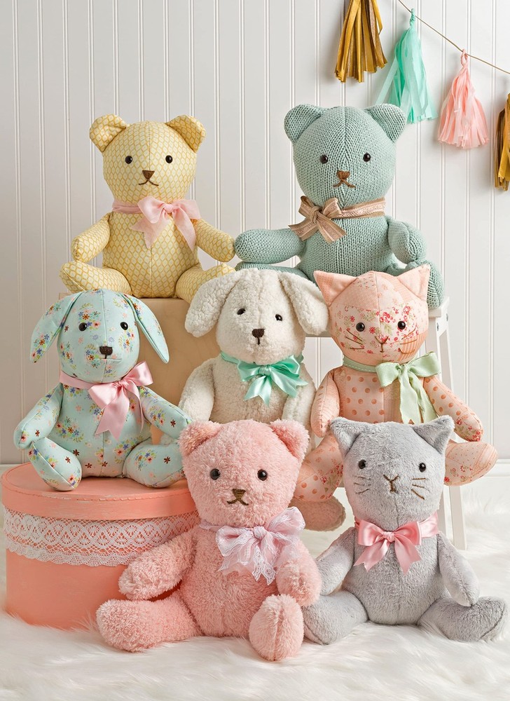 Simplicity 8716 Animals Stuffed Bear, Cat, and Dog One Size Only, Multiple