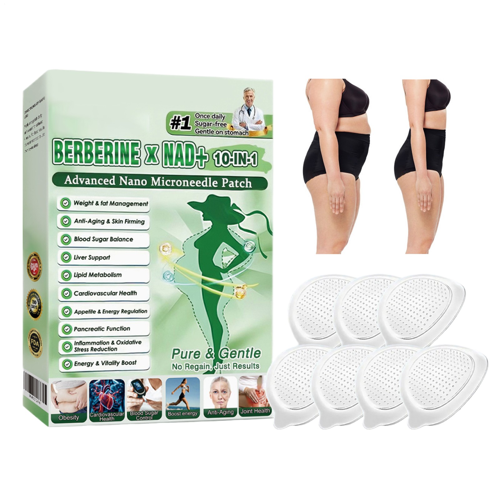 3PACK Moringa Berberine 10-in-1 Advanced Nano Microneedle Patches 7Pcs/Box New