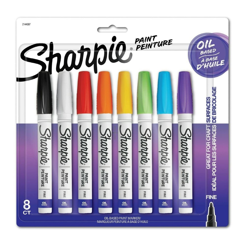 Oil-Based Paint Markers Fine Point Assorted Colors 8 Pack