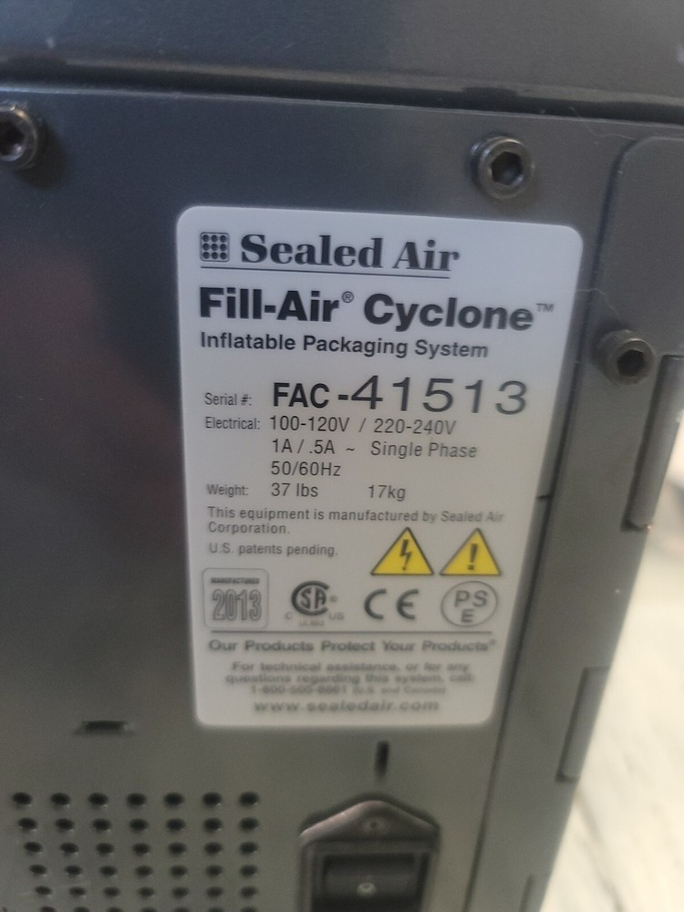 SEALED AIR FILL-AIR CYCLONE INFLATABLE PACKAGING SYSTEM MACHINE. TESTED