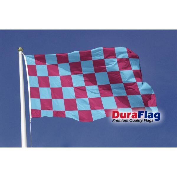Claret Maroon & Blue Check Flag Table Hand Waving Flags Scrunchie Displays
