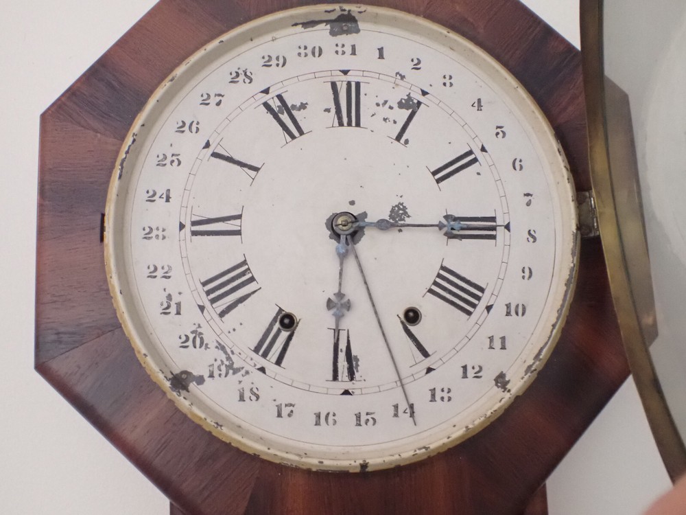 NEW HAVEN CALENDAR SCHOOL CLOCK ROSEWOOD