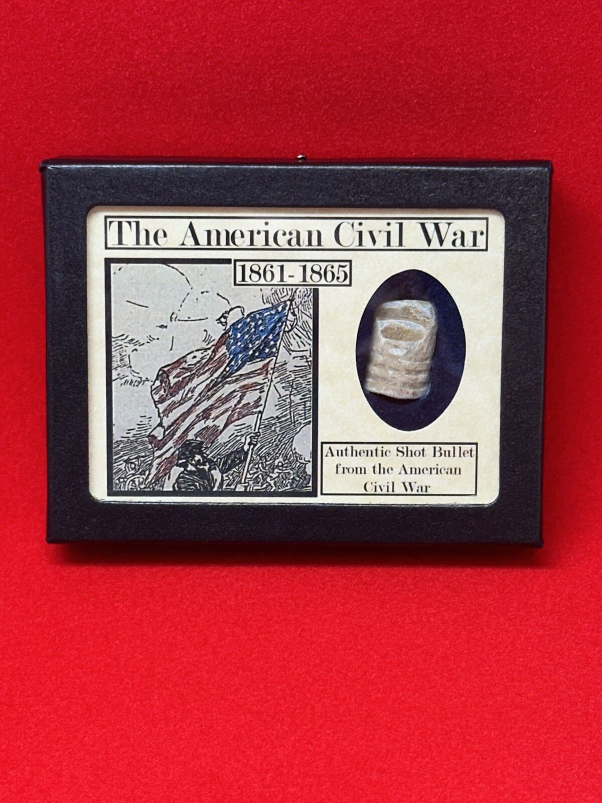 Authentic American Civil War Bullet Relic with Glass Top Display Case and COA