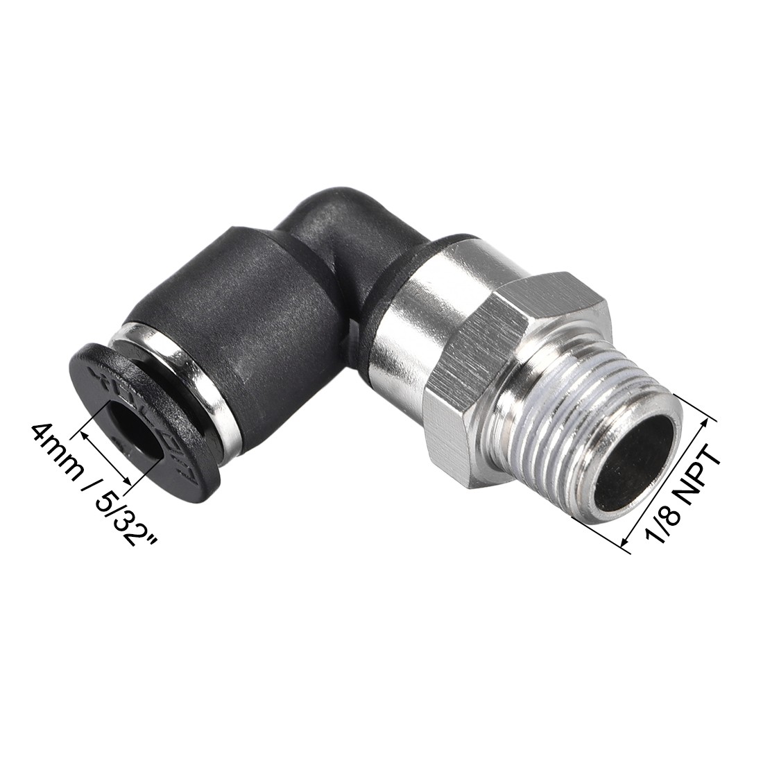 4PCS Push to Connect Tube Fitting Male Elbow 4mm Tube OD 1/8 NPT Thread