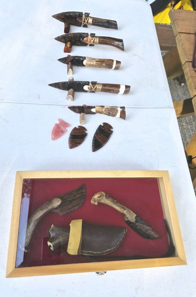 Triple Flow Obsidian Knifes, Flint Knapping, ENTIRE COLLECTION !