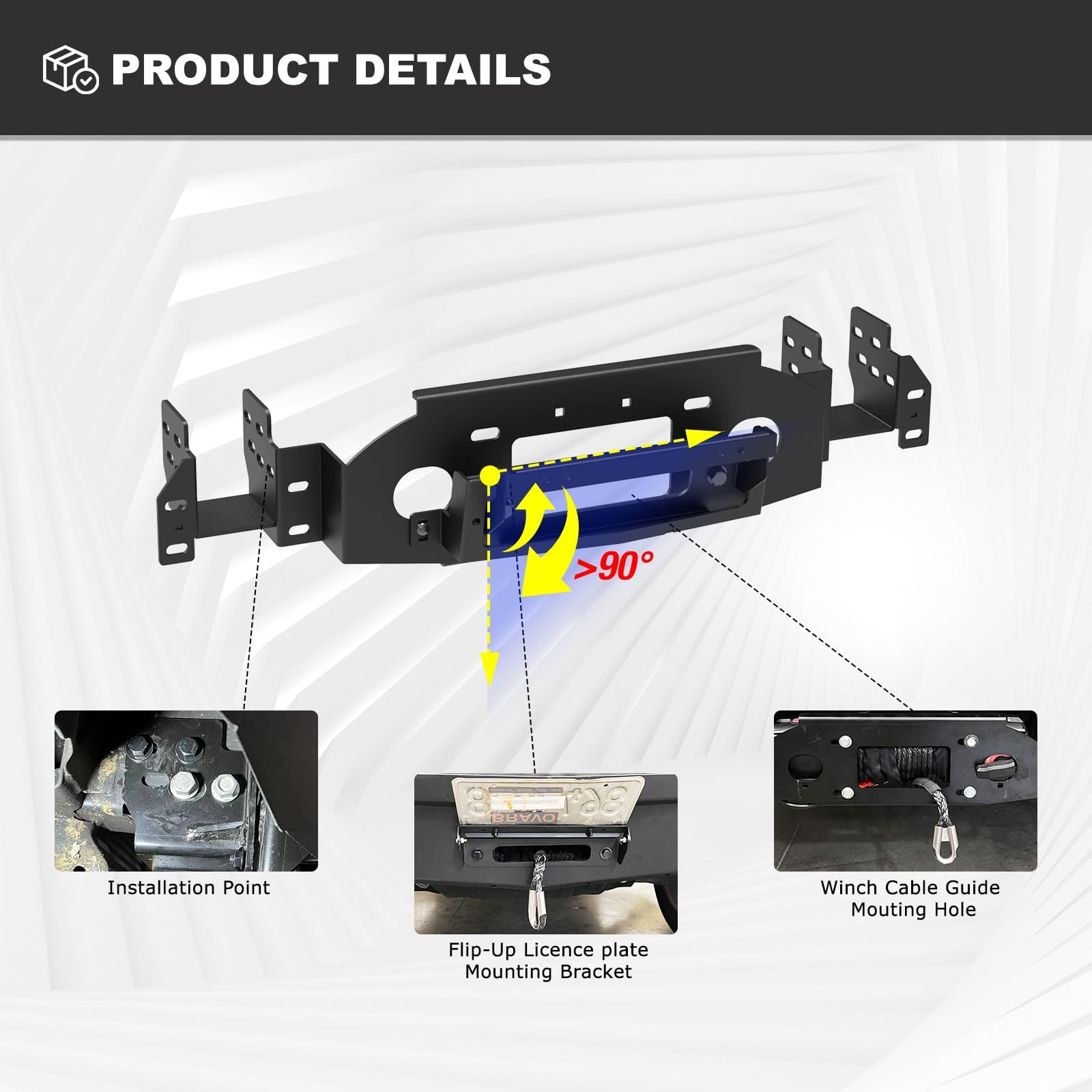 Front Hidden Winch Plate for 2019 2020 2021 Chevy Silverado 1500 Pickup Trucks
