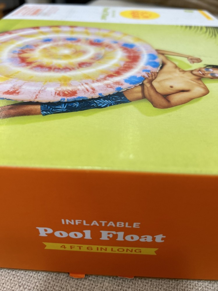 Sun Squad Inflatable Round Tie Dye Pattern 4ft Pool Float NIB