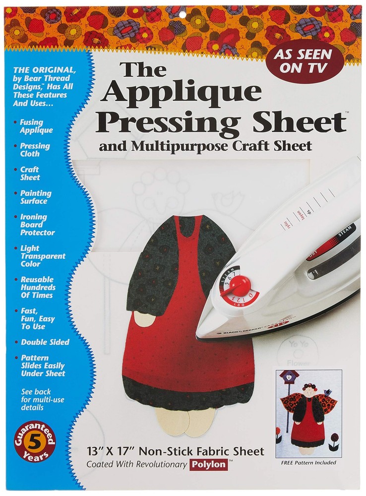 Bear Thread Applique Pressing Sheet 13in x 17in, White