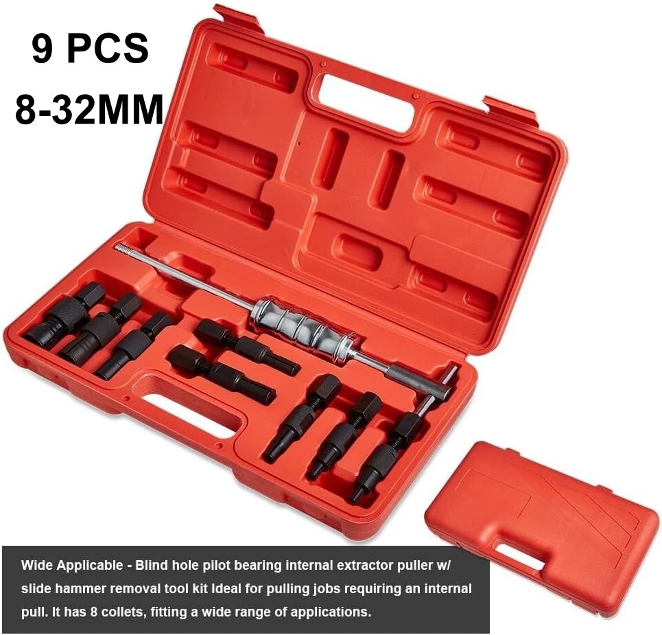 Heavy Duty 9pc Internal Bearing Puller Kit with Slide Hammer 8-32mm
