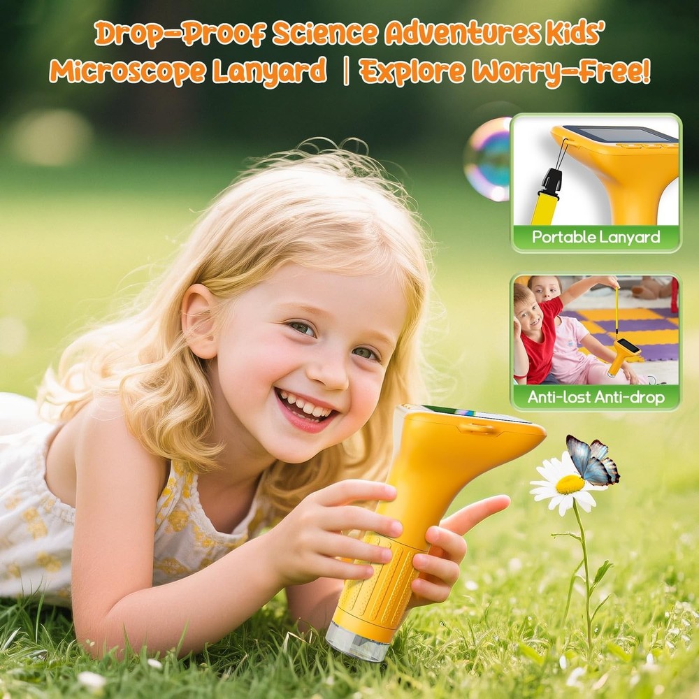 Digital Microscope for Kids, 3" Screen 1000X Handheld Microscope HD Pocket Po...